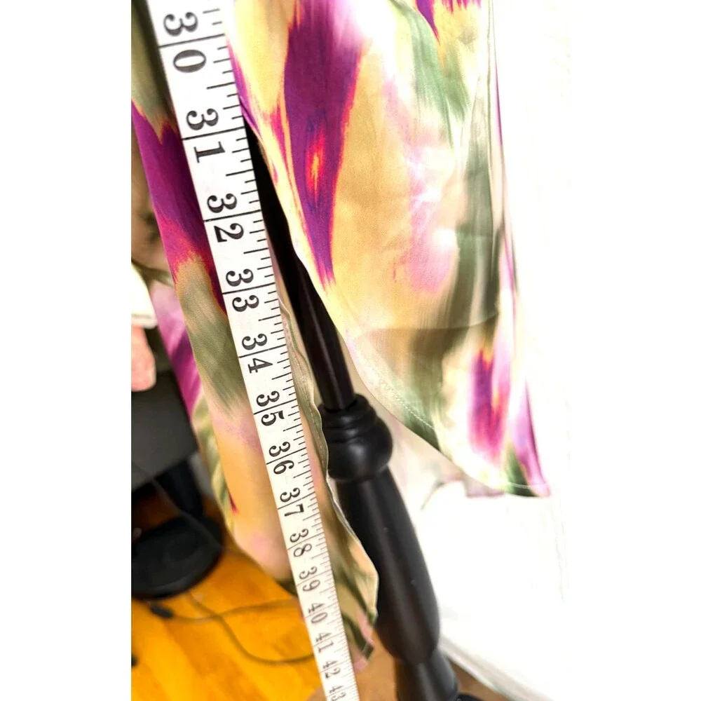 CIDER Watercolor Satin Ruched Asymmetrical Bodycon Midi Dress – Size Small